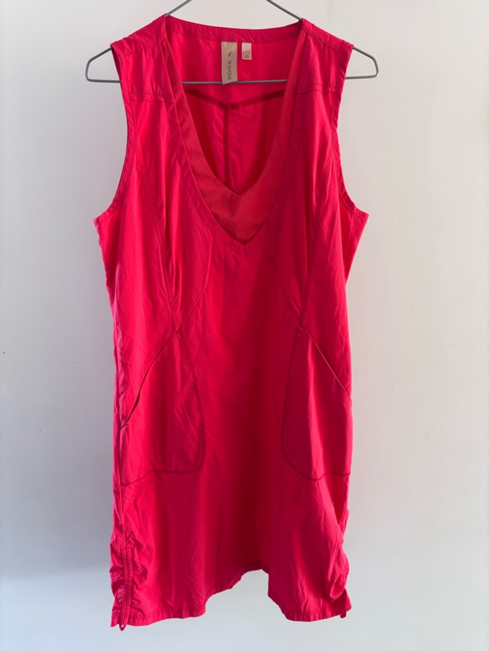Coral Sleeveless V-Neck Shift Dress from Indyeva